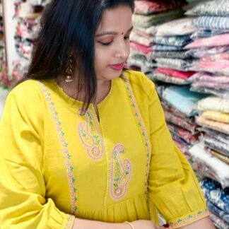 Vibrant mustard-yellow khadi cotton (Code-CS2010)