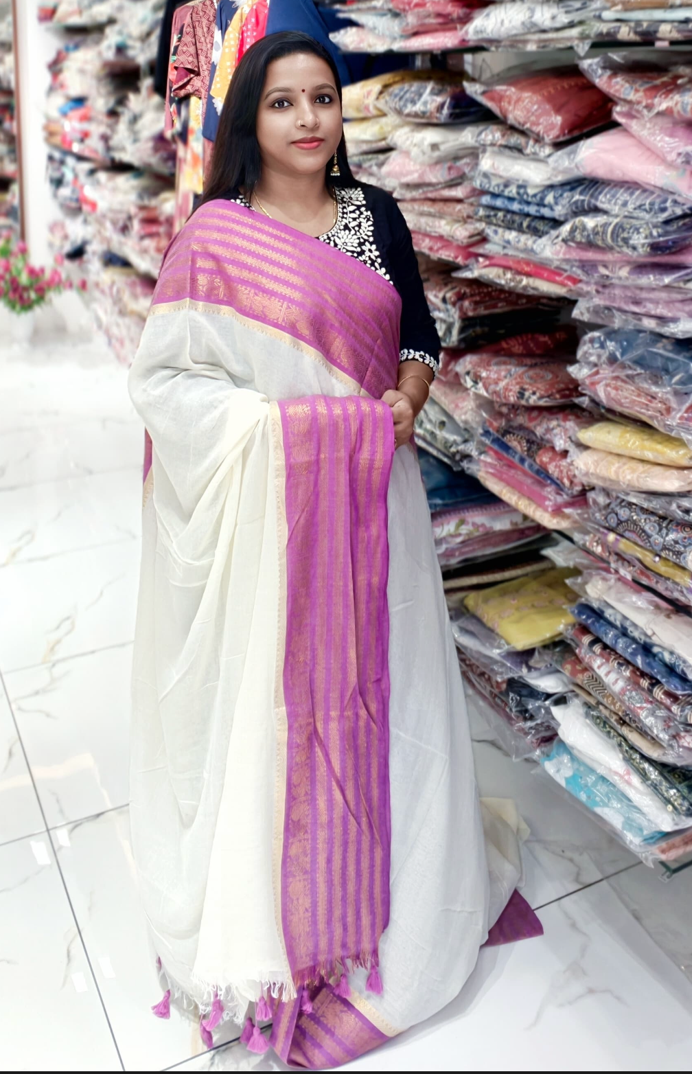 Lavender Gold Mull Cotton ( Code -MC10) - Image 2