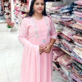 Baby Pink/Baby Blue Mul Cotton Ready To Wear (Code-RW 3010)